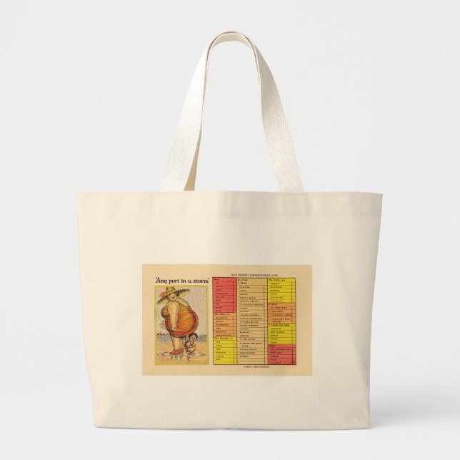 Grand Tote Bag Drôle Dame sur la plage (Devant)