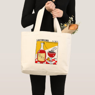 Grand Tote Bag Drôle de caricature pour le vin de Port avec bate