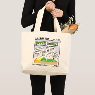 Grand Tote Bag Drôle produit frais laftovers Cartoon Grocery Four