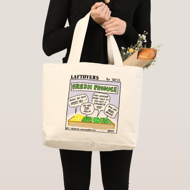 Grand Tote Bag Drôle produit frais laftovers Cartoon Grocery Four (Devant (produit))