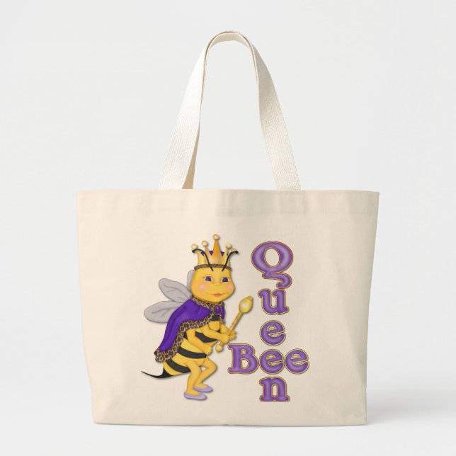 Grand Tote Bag Drôle Queen Bee (Devant)