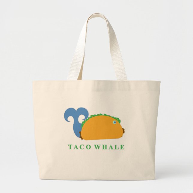 Grand Tote Bag Drôle Taco Whale personnage de dessin (Devant)