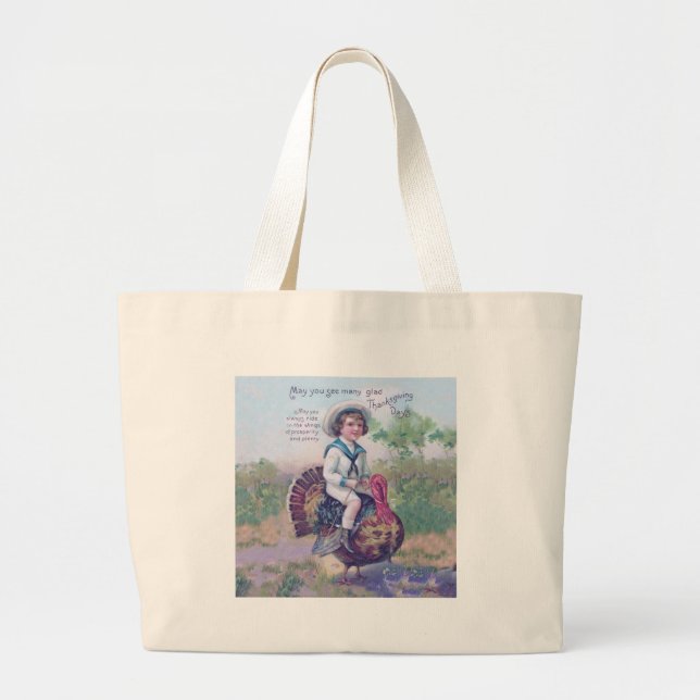 Grand Tote Bag Drôle Thanksgiving Turquie (Devant)