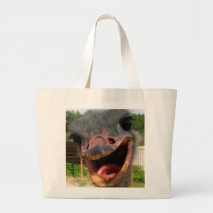 Grand Tote Bag Drôle Visage Ostrich Bird Photo