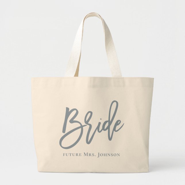 Grand Tote Bag Dusty Blue Bride Script (Devant)
