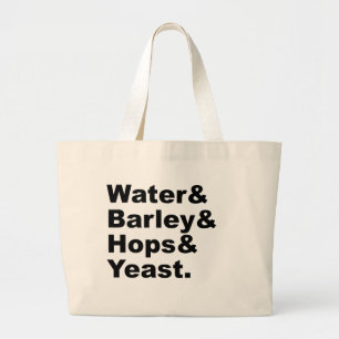 Grand Tote Bag Eau & Orge & Houblon & Levure Ingrédients de Biè