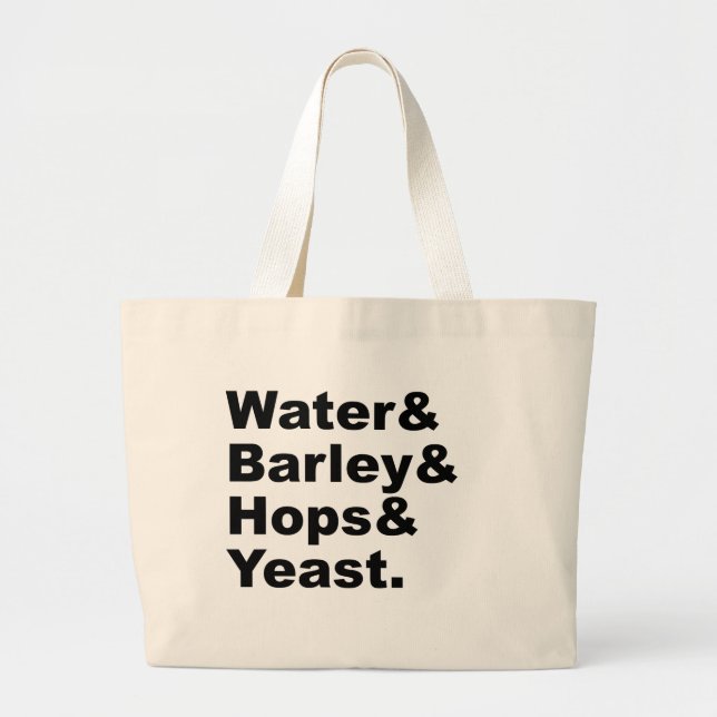 Grand Tote Bag Eau & Orge & Houblon & Levure | Ingrédients de Biè (Devant)