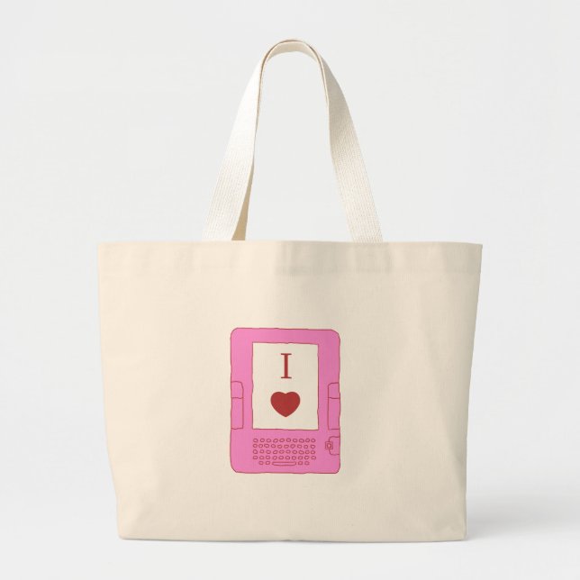 Grand Tote Bag ebooks du coeur i (rose) (Devant)