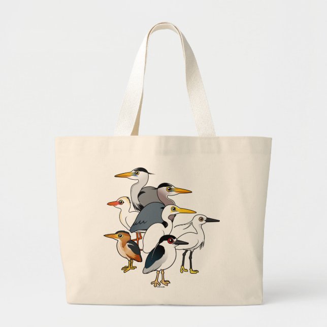 Grand Tote Bag Échassiers faits sur commande (Devant)