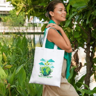 Grand Tote Bag Éco-Friendly "Sauvez le monde" Sauver la nature