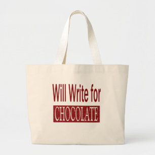 Grand Tote Bag Écrira pour le cadeau de chocolat pour des auteurs