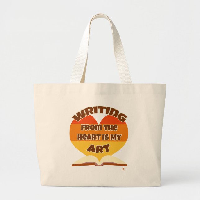 Grand Tote Bag Écrire du coeur est mon écrivain artistique amusan (Devant)