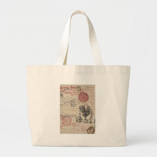 Grand Tote Bag Écriture vintage de français Paris Typographie de 
