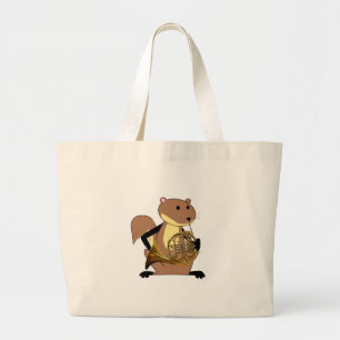 Grand Tote Bag Écureuil jouant le cor de harmonie