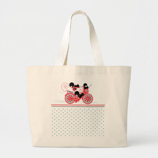 Grand Tote Bag Écureuils sur un Jumbo Fourre-tout à vélo - Noir/B