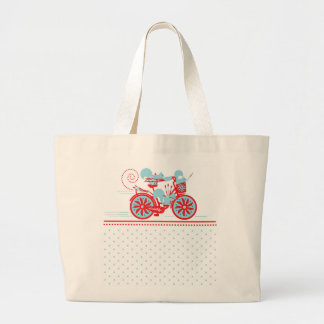 Grand Tote Bag Écureuils sur un Jumbo Fourre-tout - Bleu clair/Ro