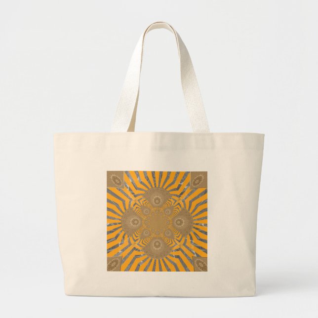 Grand Tote Bag Edgy Zebra Elegance : une impression jaune or (Devant)