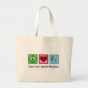 Grand Tote Bag Éducation spéciale d'amour de paix
