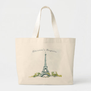 Grand Tote Bag Eiffel Tower Paris Ink Croquis Avec Votre Nom