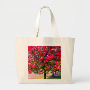 Grand Tote Bag Élégant automne Automne rose impressionniste arbre
