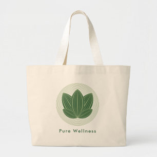 Grand Tote Bag Élégant Bien-Être Éco Feuille de Lotus Vert