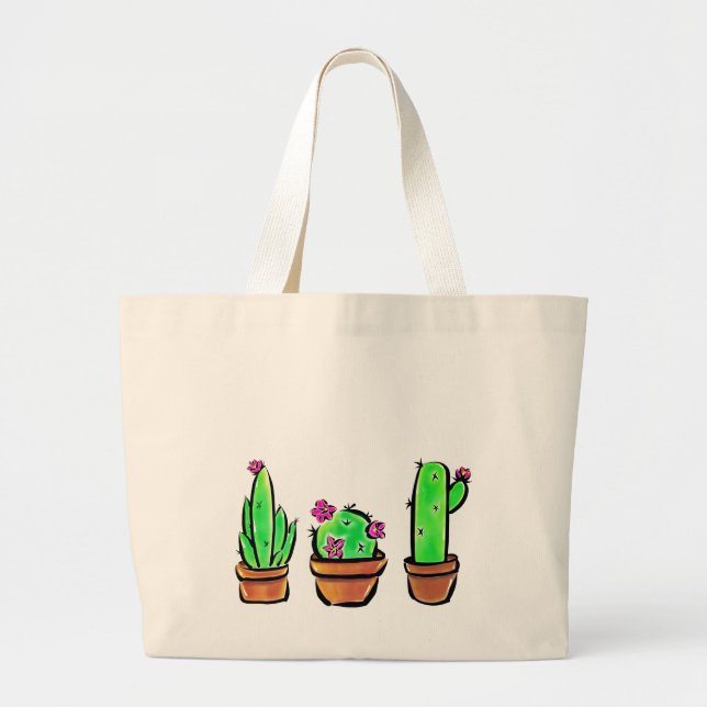 Grand Tote Bag Élégant boho Cactus cactus cactus succulents (Devant)
