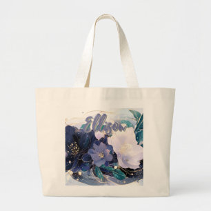 Grand Tote Bag Élégant floral foncé