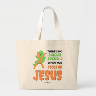 Grand Tote Bag Élégant NO HOCUS POCUS Christian Halloween