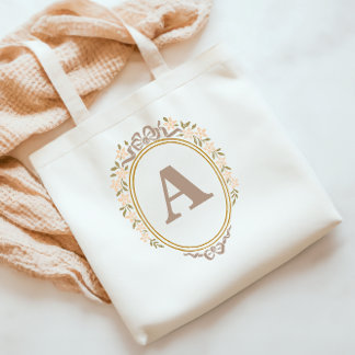 Grand Tote Bag Elégant Vintage Formel Cadre Floral Coquette