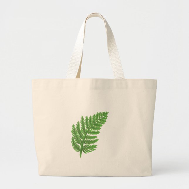 Grand Tote Bag Élégante fougères vertes feuilles de bois (Devant)