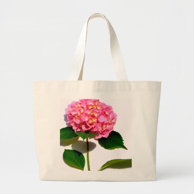 Grand Tote Bag Elégante hydrangée rose fleurie rose (Devant)