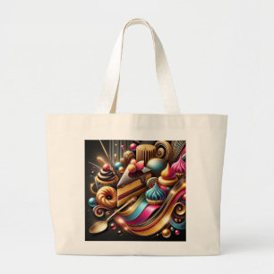 Grand Tote Bag Élégante pâtisserie & boulangerie Thématique Déjeu