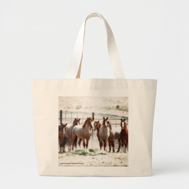 Grand Tote Bag Éléphant Fourre-tout de chevaux (Devant)