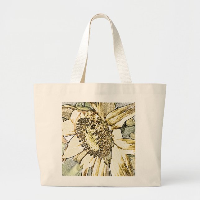 Grand Tote Bag Éléphant Fourre-tout de tournesol (Devant)