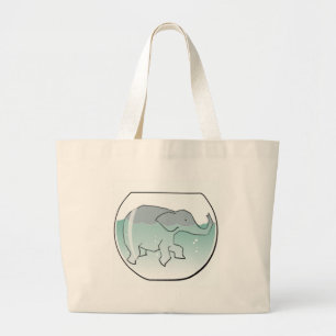 Grand Tote Bag Éléphant nageant autour dans la cuvette de poiss