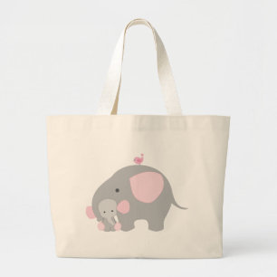Grand Tote Bag Éléphant rose de beau bébé