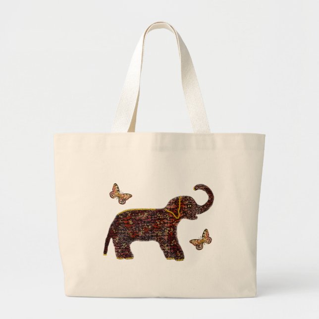 Grand Tote Bag Éléphant rose exotique (Devant)
