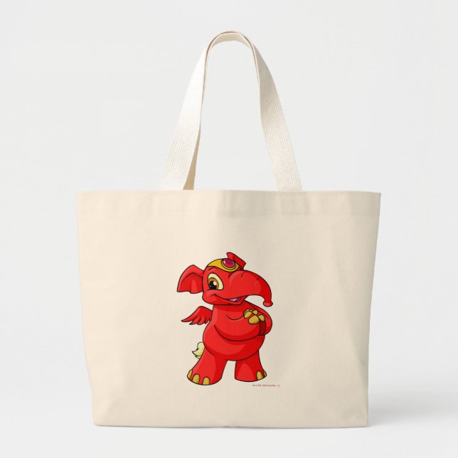 Grand Tote Bag Elephante rouge joyeux (Devant)