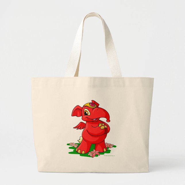 Grand Tote Bag Elephante rouge joyeux dans Shenkuu (Devant)
