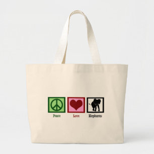 Grand Tote Bag Eléphants d'amour pour la paix
