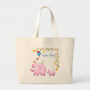 Grand Tote Bag Eléphants, moutons et oiseaux Tour des animaux