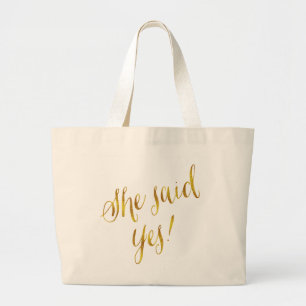 Grand Tote Bag Elle A Dit Oui Citer Faux Gold Foil Metallic Desig