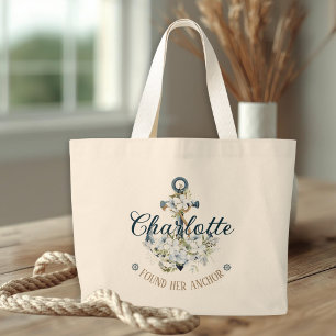 Grand Tote Bag Elle a trouvé sa robe de mariée nautique Anchor