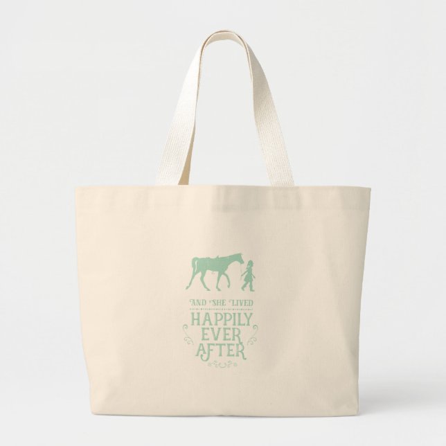 Grand Tote Bag Elle a vécu heureusement pour toujours cheval (Devant)