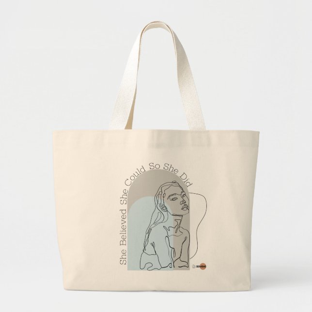 Grand Tote Bag Elle Croyait Qu'Elle Pouvait Fourre-tout Blue (Devant)