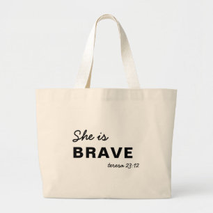 Grand Tote Bag Elle est forte Proverbes Foi chrétienne