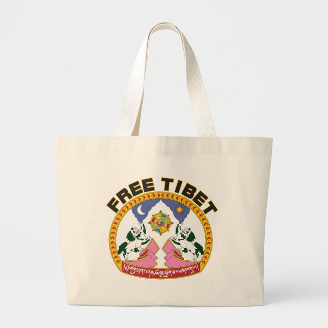 Grand Tote Bag Emblème libre du Thibet (Devant)