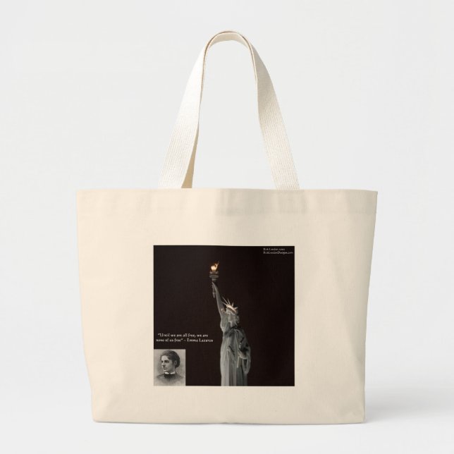 Grand Tote Bag Emma Lazarus & Statue De La Liberté Cadeaux & Cart (Devant)