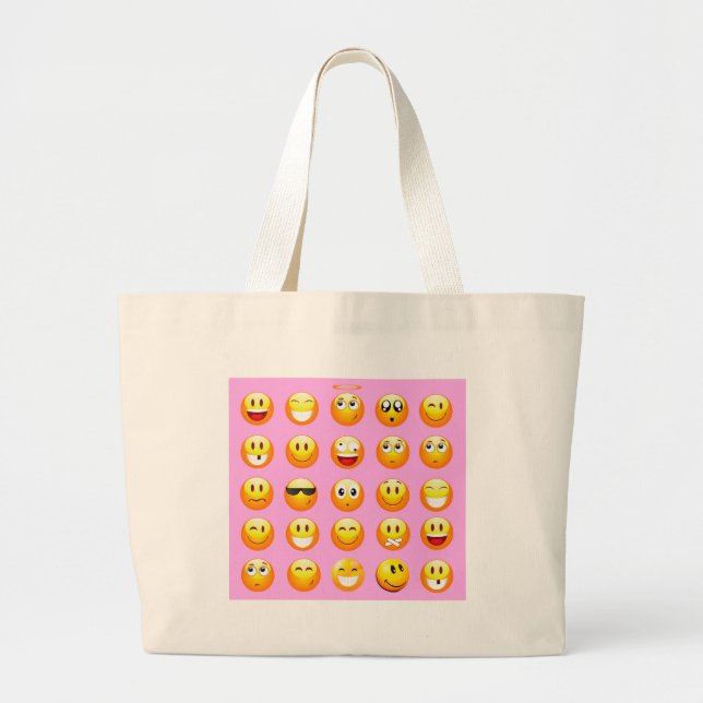 Grand Tote Bag émoji rose pastel (Devant)