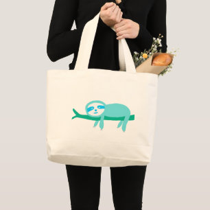 Grand Tote Bag Emplacement turquoise sur une branche